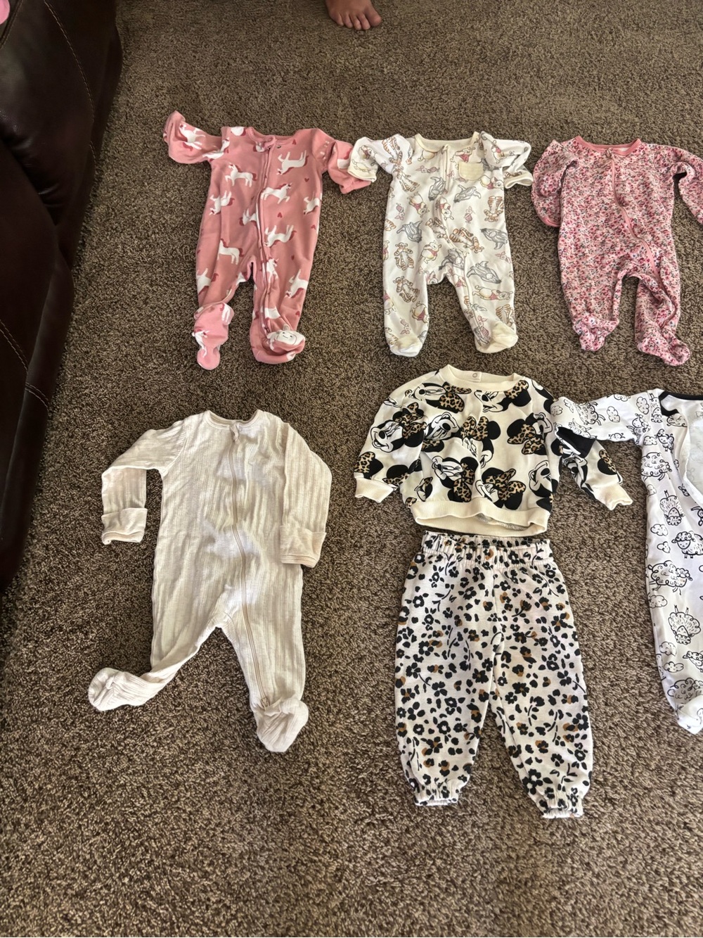 Baby Girls Pink Unicorn Footed One-Piece